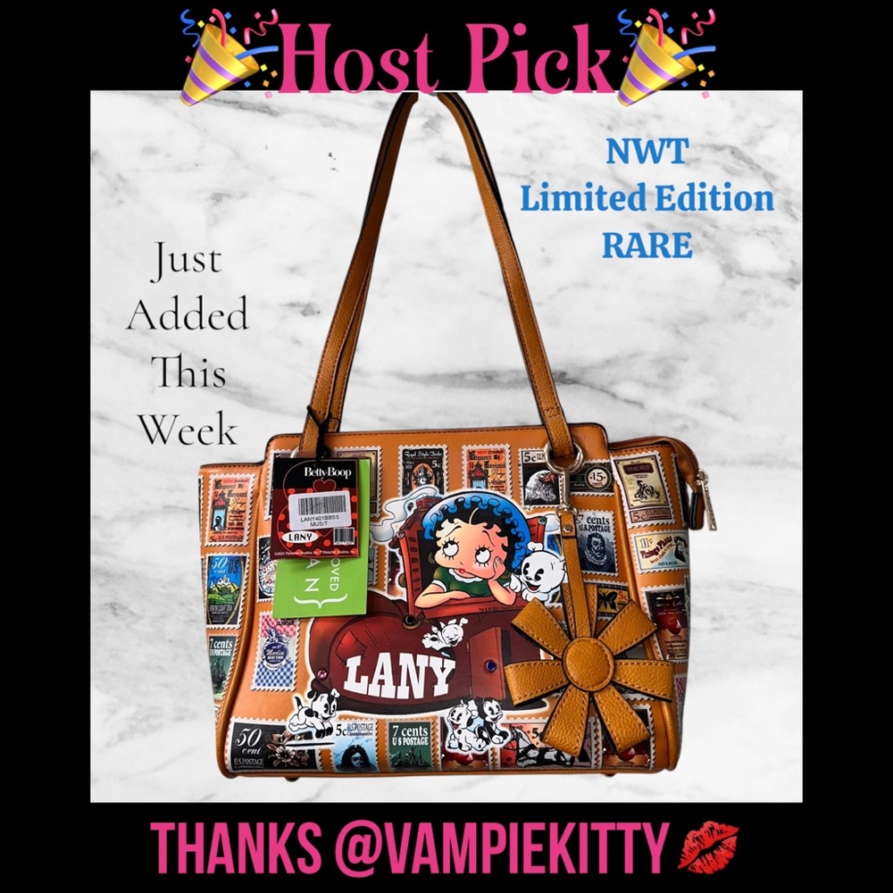 🎉HostPick🎉 Betty Boop LANY Shoulder Bag NWT - RARE, unique postage stamp design